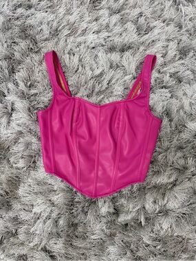 Sincerely Jules Hot Pink Faux-Leather Corset Tank